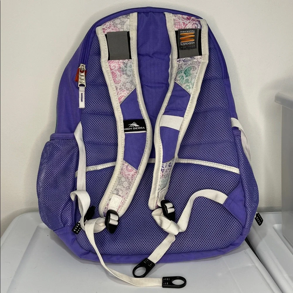 High Sierra Purple Swerve Backpack Lavender Delicate Lace White